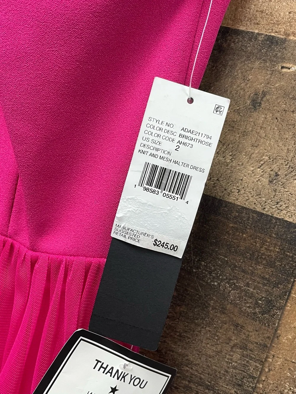 Adrianna Papell Hot Pink Tiered Tulle Spaghetti Strap Dress size 2